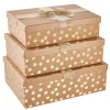NANU-NANA Geschenkverpackung|Geschenkverpackungen*3er Set Geschenkkarton Dots/Schleife, Gold/lurex