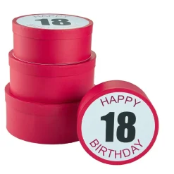 NANU-NANA Geschenkverpackung|Geburtstag*4er Set Geschenkkarton Geburtstag/18, Rund