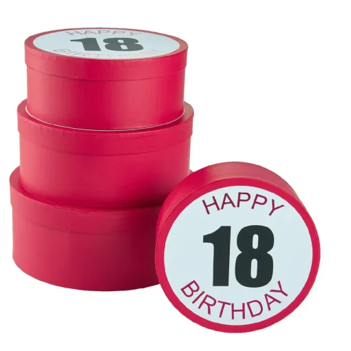 NANU-NANA Geschenkverpackung|Geburtstag*4er Set Geschenkkarton Geburtstag/18, Rund