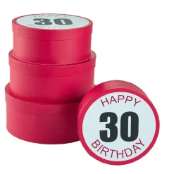 NANU-NANA Geschenkverpackung|Geburtstag*4er Set Geschenkkarton Geburtstag/30, Rund