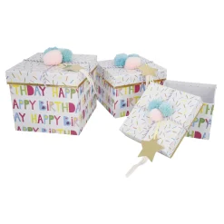 NANU-NANA Geburtstag|Organisation*3er Set Geschenkkarton Geburtstag/Quadro, Stern
