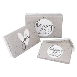 NANU-NANA Geschenkverpackung|Geschenkideen*3er Set Geschenkkarton Geburtstag, Weiß/grau
