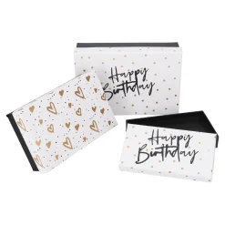 NANU-NANA Geschenkverpackung|Geschenkideen*3er Set Geschenkkarton Geburtstag, Schwarz/weiß
