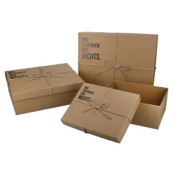 NANU-NANA Geschenkverpackung|Organisation*3er Set Geschenkkarton Kraft, Wir Schenken Uns Nichts