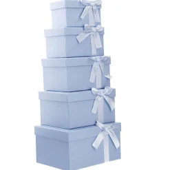 NANU-NANA Geschenkverpackung*5er Set Geschenkkarton Schleife, Rauchblau