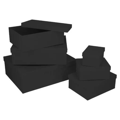 NANU-NANA Geschenkverpackung|Geschenkideen*6er Set Geschenkkarton Uni, Schwarz