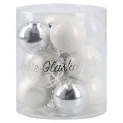 NANU-NANA Weihnachtsbaumschmuck|Adventskränze & Zubehör*12er Set Glaskugeln 2,5 Cm, Weiß/silber/frost