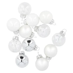 NANU-NANA Weihnachtsbaumschmuck|Adventskränze & Zubehör*12er Set Glaskugeln 2,5 Cm, Weiß/silber/frost