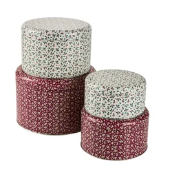 NANU-NANA Weihnachtsbäckerei*4er Set Keksdose Ilex, Rund, Rot/weiß