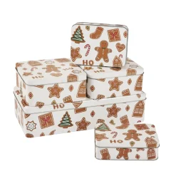 NANU-NANA Geschenkideen|Weihnachtsbäckerei*5er Set Keksdose Keksmix, Eckig, Weiß