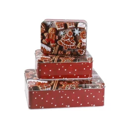 NANU-NANA Weihnachtsbäckerei*3er Set Keksdose Plätzchen, Eckig