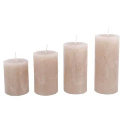 NANU-NANA Kerzen & Kerzenständer|Weihnachtskerzen*4er Set Kerze Rustik, Gestuft, Sand