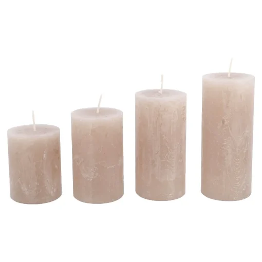 NANU-NANA Kerzen & Kerzenständer|Weihnachtskerzen*4er Set Kerze Rustik, Gestuft, Sand
