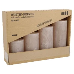 NANU-NANA Kerzen & Kerzenständer|Weihnachtskerzen*4er Set Kerze Rustik, Gestuft, Sand