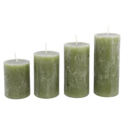 NANU-NANA Kerzen & Kerzenständer|Weihnachtskerzen*4er Set Kerze Rustik, Gestuft, Olivgrün