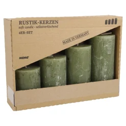 NANU-NANA Kerzen & Kerzenständer|Weihnachtskerzen*4er Set Kerze Rustik, Gestuft, Olivgrün