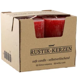 NANU-NANA Weihnachtskerzen|Adventskränze & Zubehör*4er Set Kerze Rustik, Rot, 6 X 10 Cm