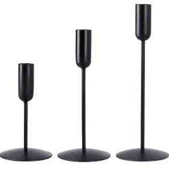 NANU-NANA Tischdeko|Kerzen & Kerzenständer*3er Set Kerzenständer, Stabkerzen, Schwarz Matt