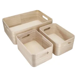 NANU-NANA Organisation*3er Set Kiste, Geriffelt/natur