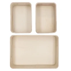 NANU-NANA Organisation*3er Set Kiste, Geriffelt/natur