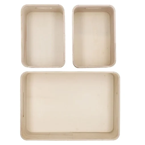 NANU-NANA Organisation*3er Set Kiste, Geriffelt/natur