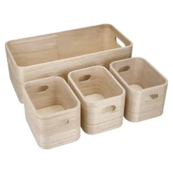 NANU-NANA Organisation*4er Set Kiste, Geriffelt/natur