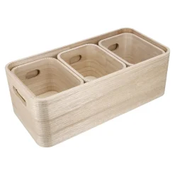 NANU-NANA Organisation*4er Set Kiste, Geriffelt/natur