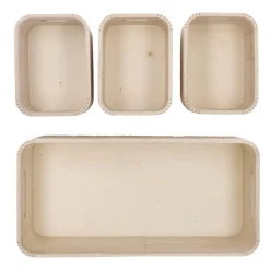 NANU-NANA Organisation*4er Set Kiste, Geriffelt/natur