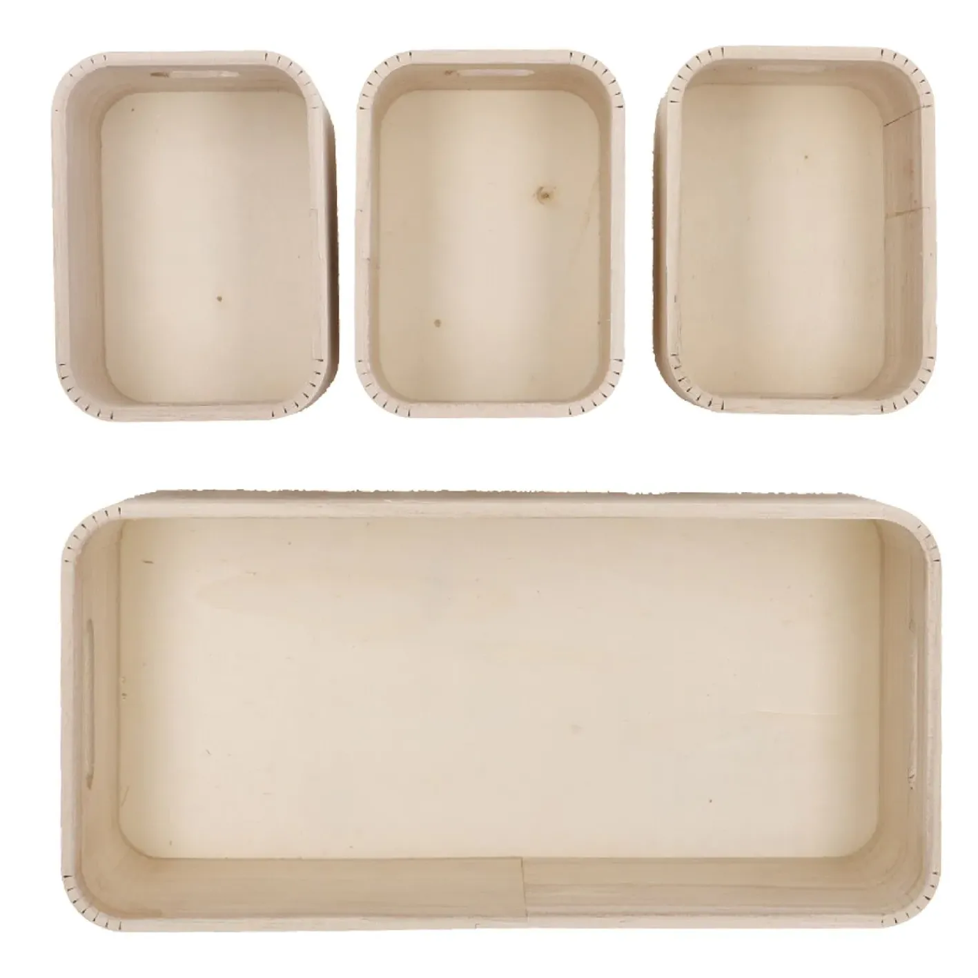 NANU-NANA Organisation*4er Set Kiste, Geriffelt/natur