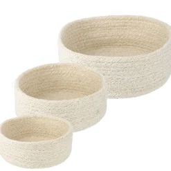 NANU-NANA Organisation|Schalen & Tabletts*3er Set Schale Jute, Rund, Weiß