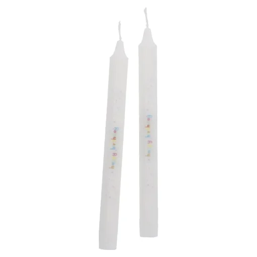 NANU-NANA Geburtstag|Kerzen & Kerzenständer*2er Set Stabkerze Geburtstag, Happy Birthday/ Konfetti