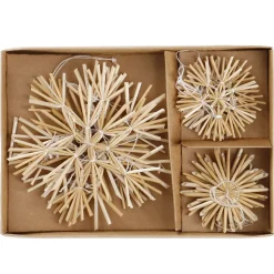 NANU-NANA Weihnachtsbaumschmuck*9er Set Strohanhänger Sterne, Weiß
