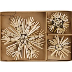 NANU-NANA Weihnachtsbaumschmuck*9er Set Strohanhänger Sterne, Schwarz