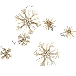 NANU-NANA Weihnachtsbaumschmuck*9er Set Strohanhänger Sterne, Schwarz