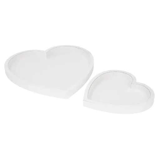NANU-NANA Salty- Und Candybar|Schalen & Tabletts*2er Set Tablett Herz, Weiß