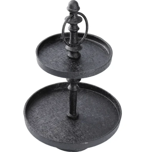 NANU-NANA Geschenkideen|Etageren*Etagere Shiva, 2 Teller, Schwarz, 32 Cm