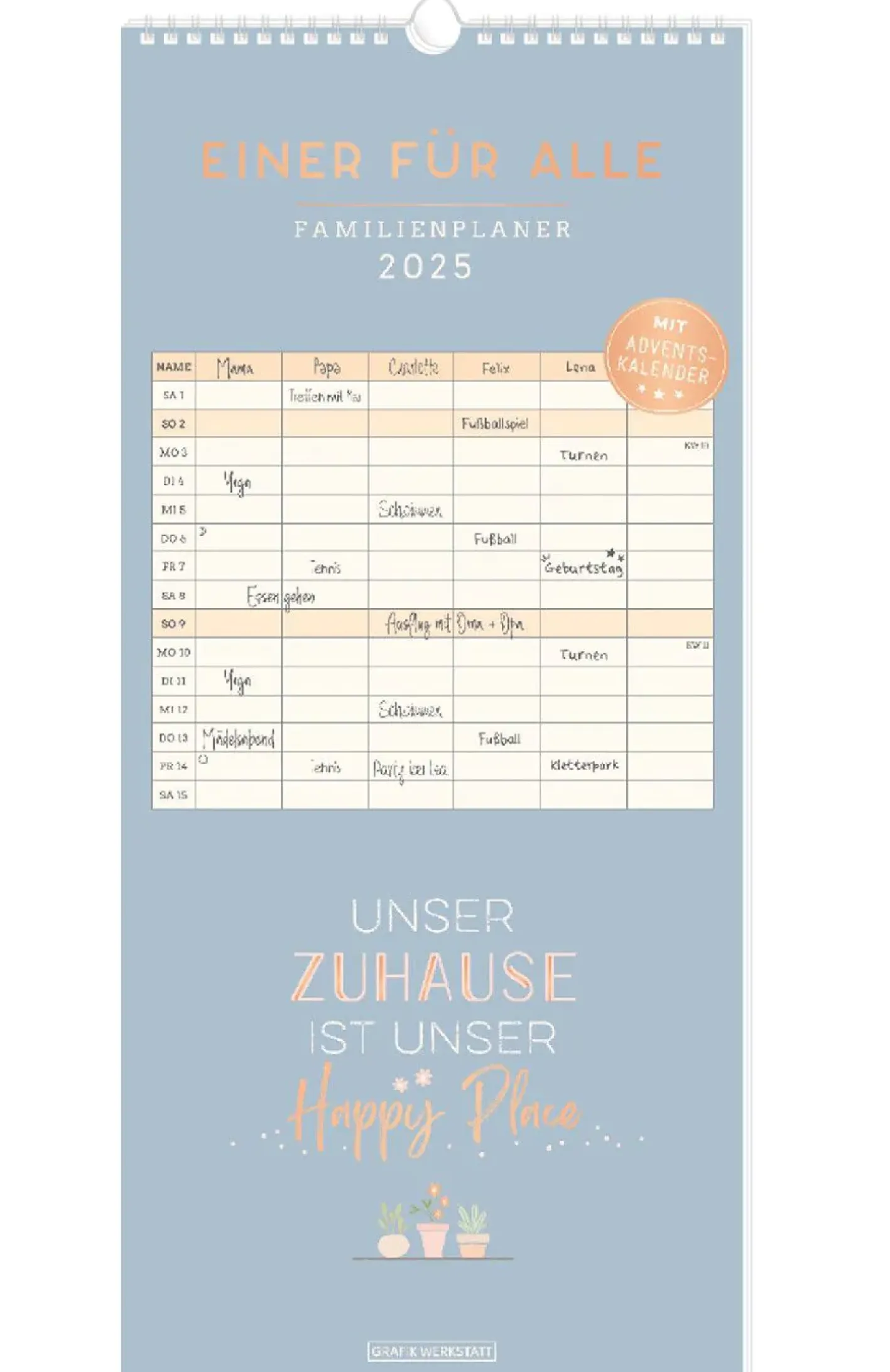 NANU-NANA Kalender & Planer*Familienplaner 2025, Petrol