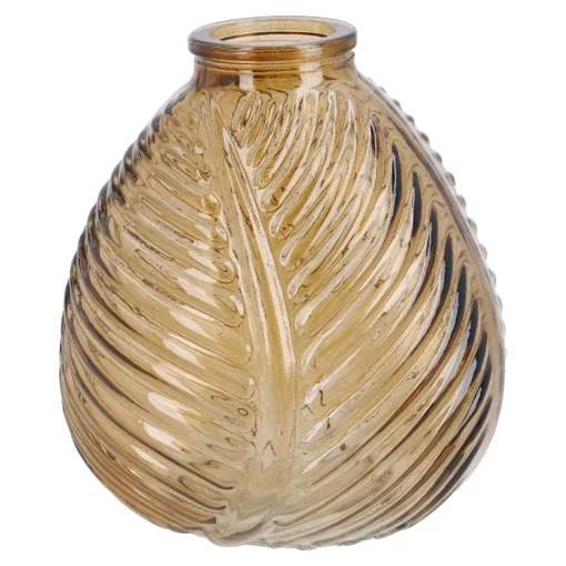 NANU-NANA Vasen & Kunstblumen|Herbstdeko*Flaschenvase Blatt, Braun/bauchig, 13 Cm