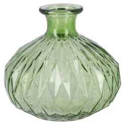 NANU-NANA Tischdeko|Vasen & Kunstblumen*Flaschenvase Kugel, Rauten/grün, 14 X 13 Cm