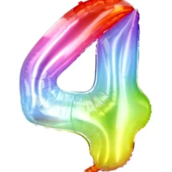 NANU-NANA Geburtstag*Folienballon Zahl 4, Bunt, 80 Cm