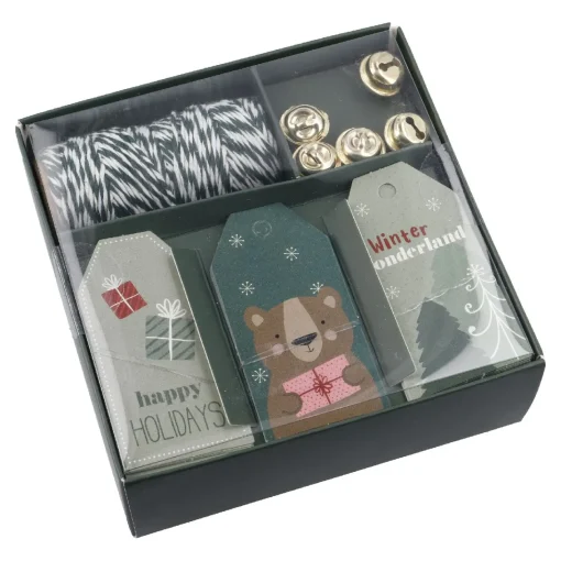 NANU-NANA Adventskalender|Geschenkverpackungen*Geschenke-Set, Grün-weiß/grün, Kordel/Anhänger/Glocke