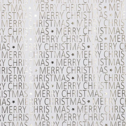 NANU-NANA Geschenkverpackungen|Weihnachten*Geschenkpapier Prägung/Schrift, Creme/gold, 2 M