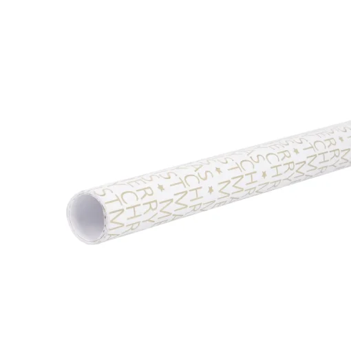 NANU-NANA Geschenkverpackungen|Weihnachten*Geschenkpapier Prägung/Schrift, Creme/gold, 2 M