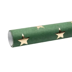 NANU-NANA Geschenkverpackungen*Geschenkpapier Stern, Grün/gold, 2 M