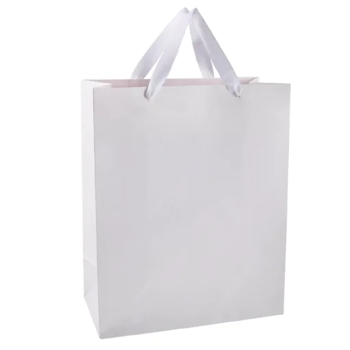 NANU-NANA Geschenkverpackung|Geschenkverpackungen*Geschenktüte Edel, Weiß, 26 X 32 Cm