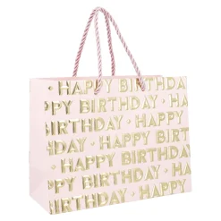 NANU-NANA Geschenkverpackung|Geburtstag*Geschenktüte Happy Birthday, Rosa, 23 X 18 Cm