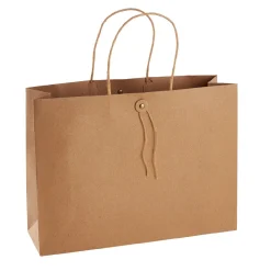 NANU-NANA Geschenkverpackung*Geschenktüte Mit Knopf, Braun, 32.5 X 24 Cm