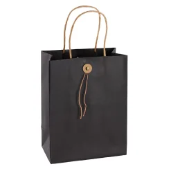 NANU-NANA Geschenkverpackung*Geschenktüte Mit Knopf, Schwarz, 17.5 X 23 Cm