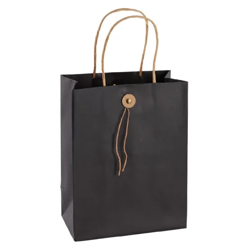 NANU-NANA Geschenkverpackung*Geschenktüte Mit Knopf, Schwarz, 17.5 X 23 Cm
