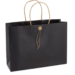 NANU-NANA Geschenkverpackung*Geschenktüte Mit Knopf, Schwarz, 32.5 X 24 Cm